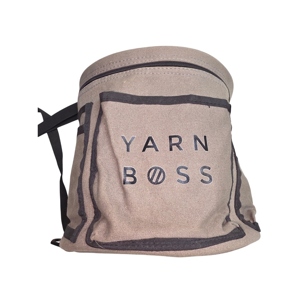Yarn Boss Tan Canvas Knitting Crochet Project Bag Grommet Yarn Storage Tote Teal